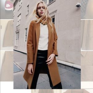 NWOT Zara Lapel Coat in camel - M